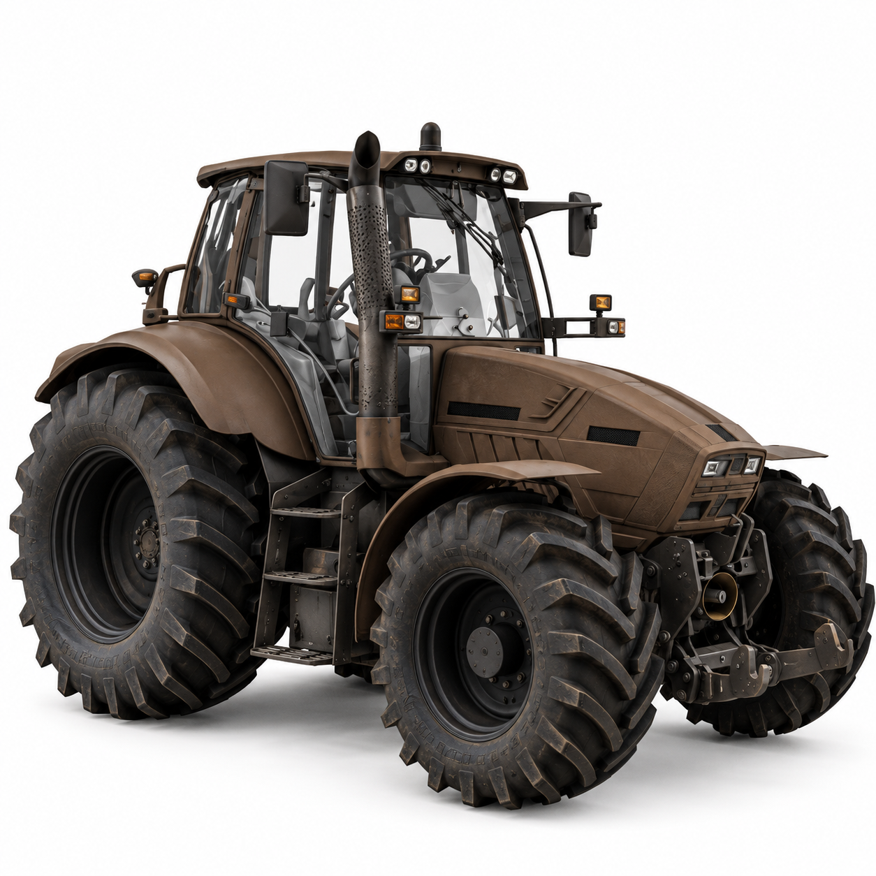 Brown Agricultural Tractor 3D Model 1