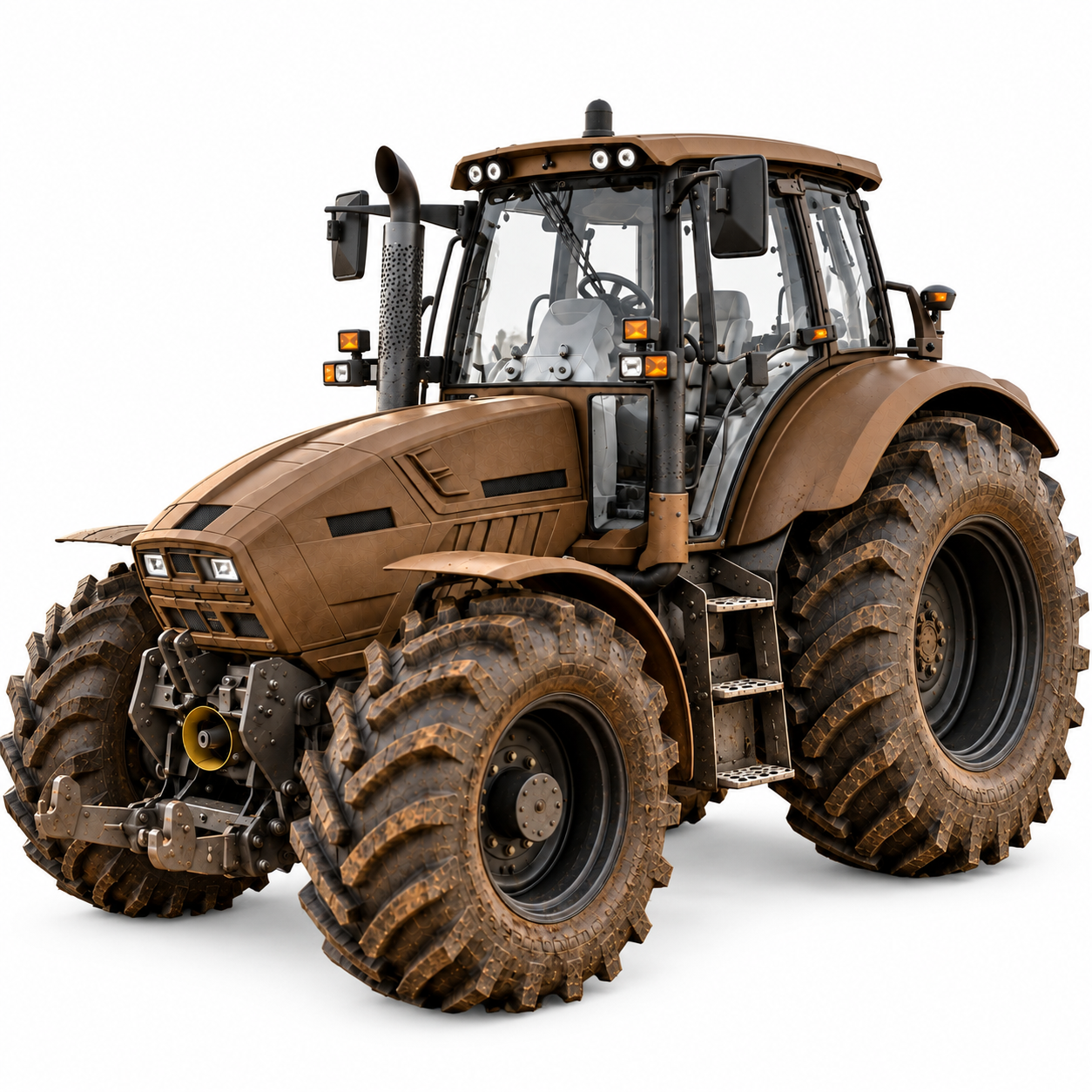 Brown Agricultural Tractor 3D Model 3