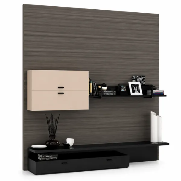 Black Slim Bezel TV with Bar Stand 3D Model