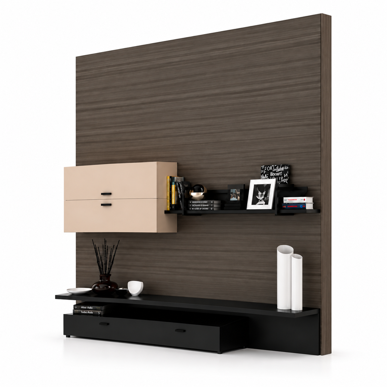Black Slim Bezel TV with Bar Stand 3D Model 3