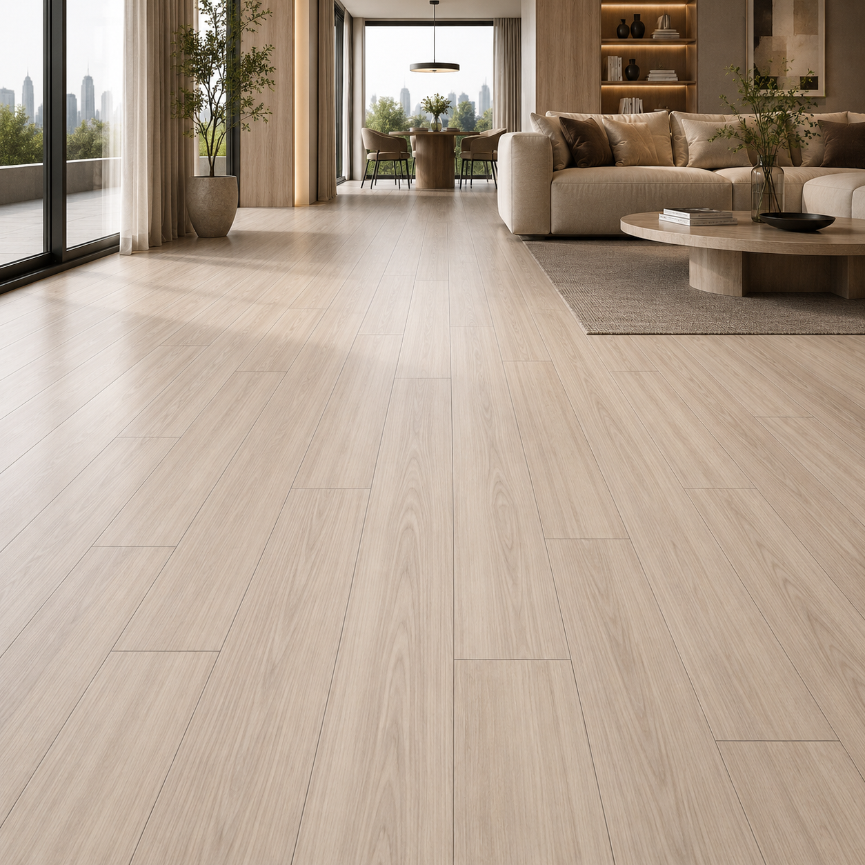 Pale Beige Wood Parquet – Fine Linear Grain Texture 2