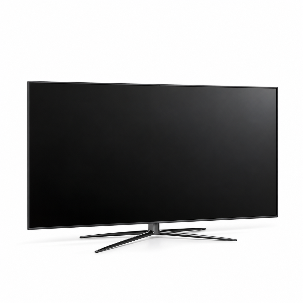 Black Flat Screen TV with Sculpted Stand 3D Model