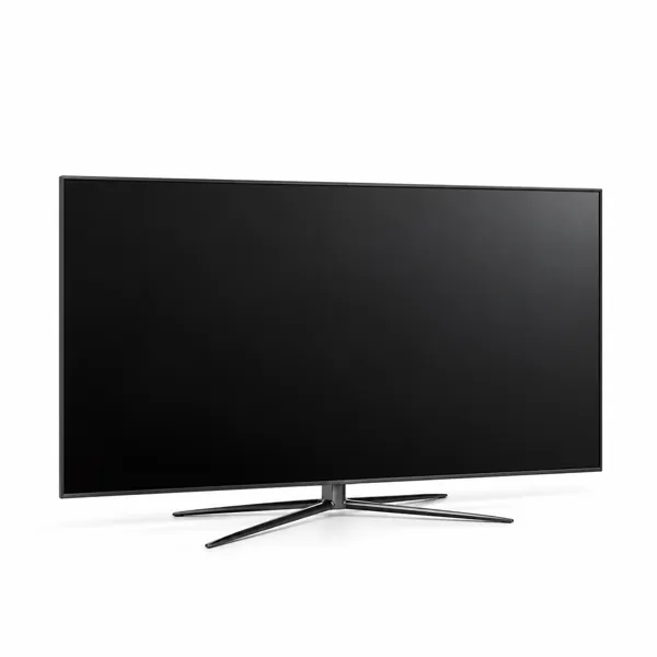 Black Flat Screen TV with Sculpted Stand 3D Model
