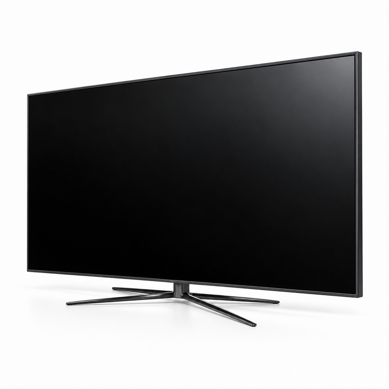 Black Flat Screen TV with Sculpted Stand 3D Model 3