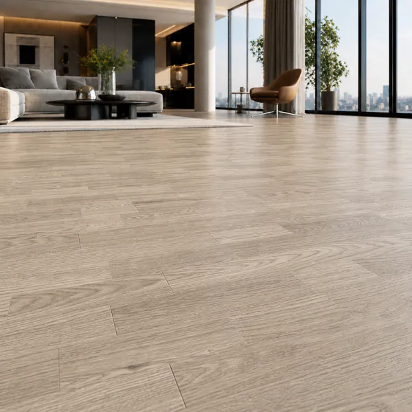 Pale Greige Block-Pattern Wood Parquet back