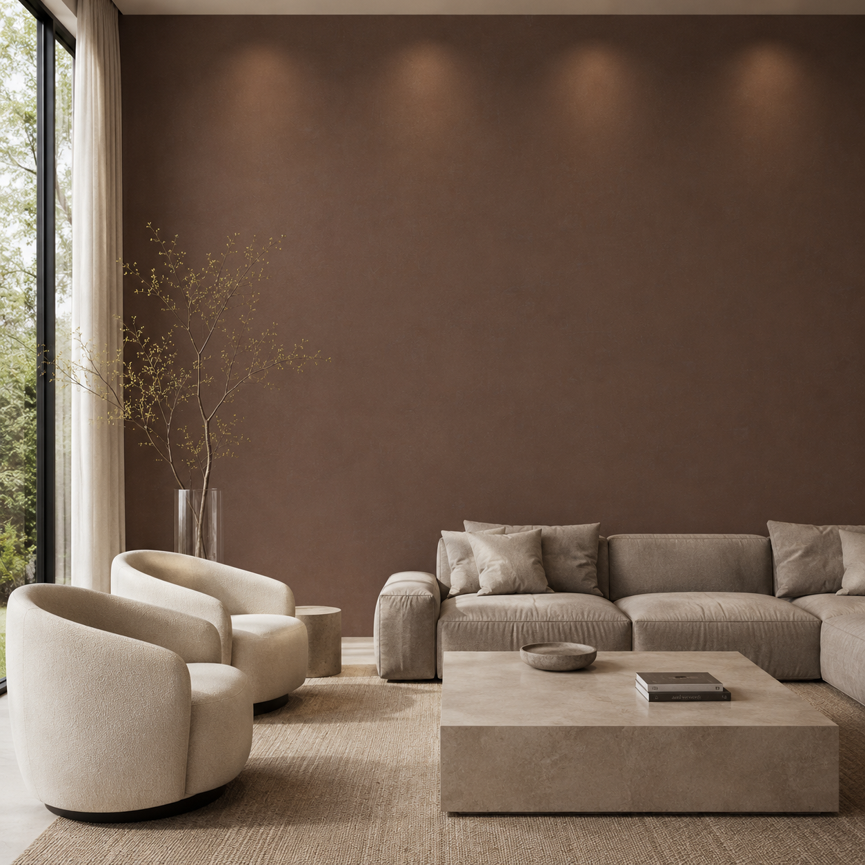 Deep Cocoa Brown Fine Grain Plaster Texture 2