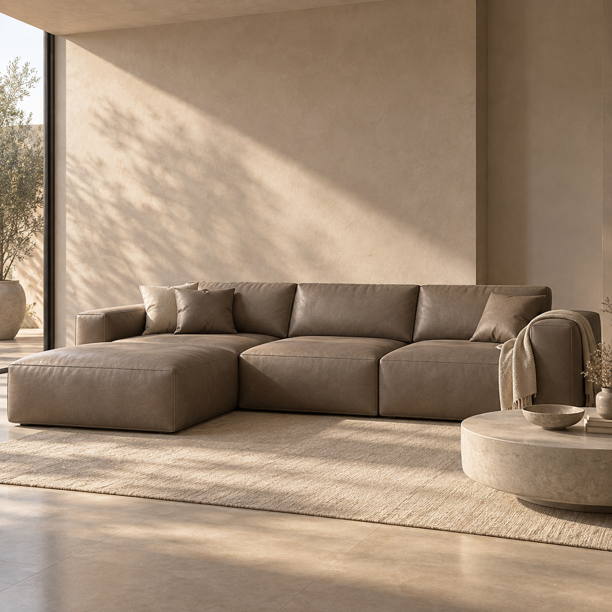 Warm Taupe Fine Grain Leather Texture 2