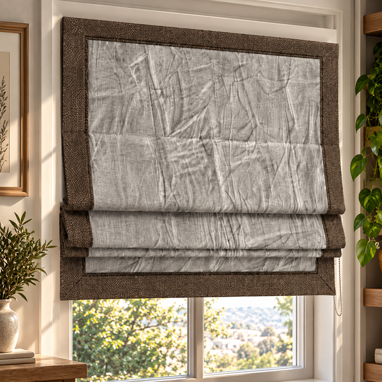 White Crinkled Roman Shade 3D Model 2