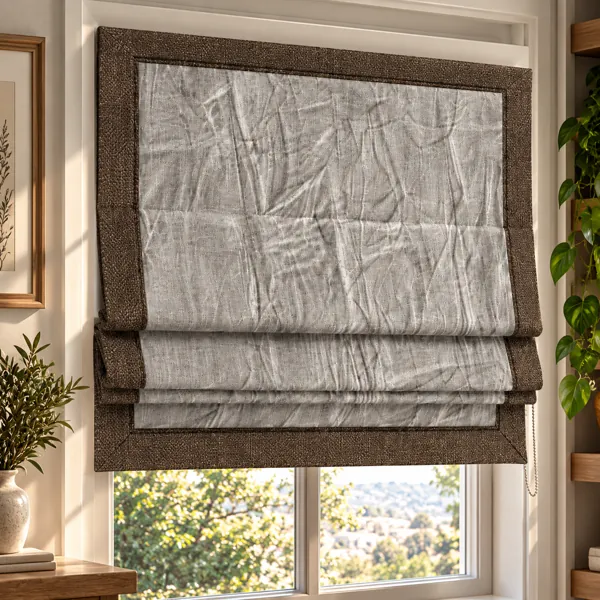 White Crinkled Roman Shade 3D Model back