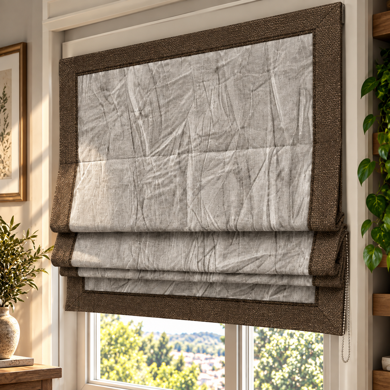 White Crinkled Roman Shade 3D Model 4