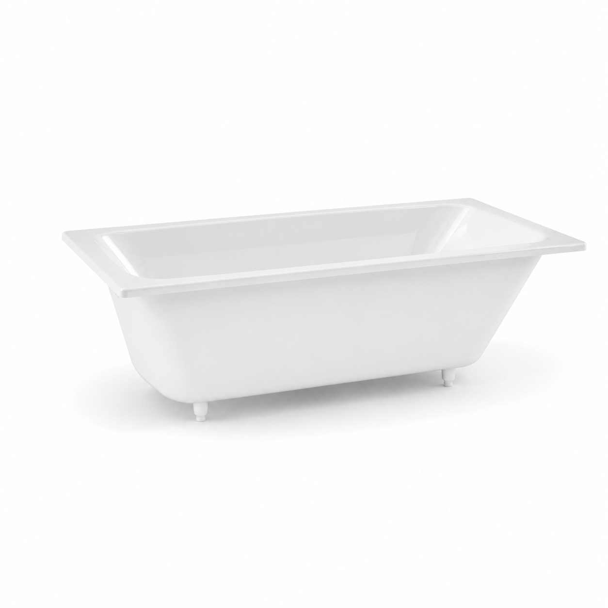 White Built-In Bathtub – Wide Rectangular Rim & Rounded Basin 3D Model 1