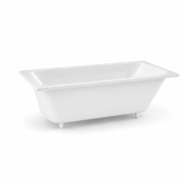 White Built-In Bathtub – Wide Rectangular Rim & Rounded Basin 3D Model