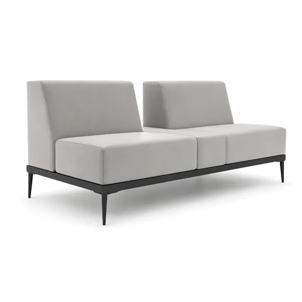 Light Gray Split-Back Modular Sofa – Black Slim Frame 3D Model