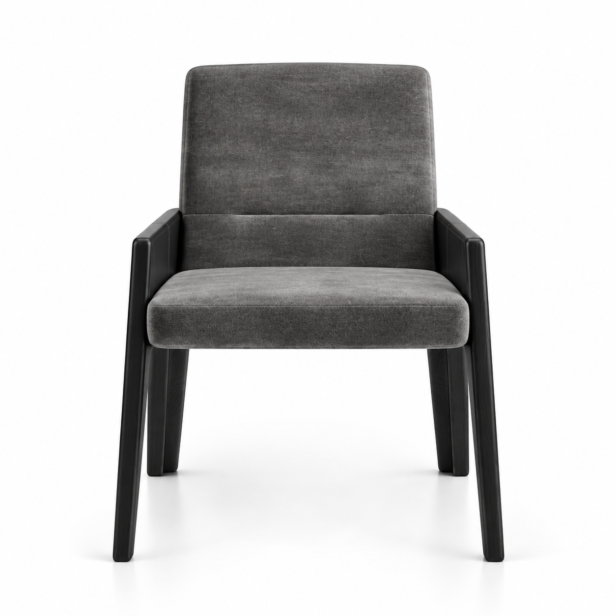 Gray Upholstered Black Wood Arm Dining Chair 3D Model 3