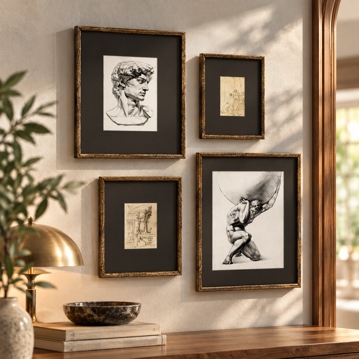Antique Bronze Classical Sketch Frame Set 3D Model 2
