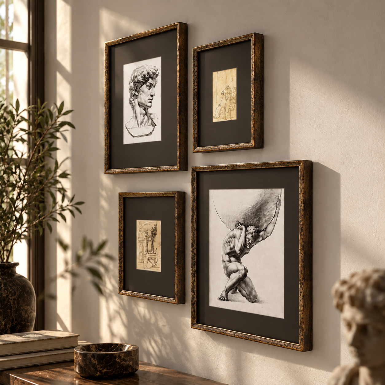 Antique Bronze Classical Sketch Frame Set 3D Model 4