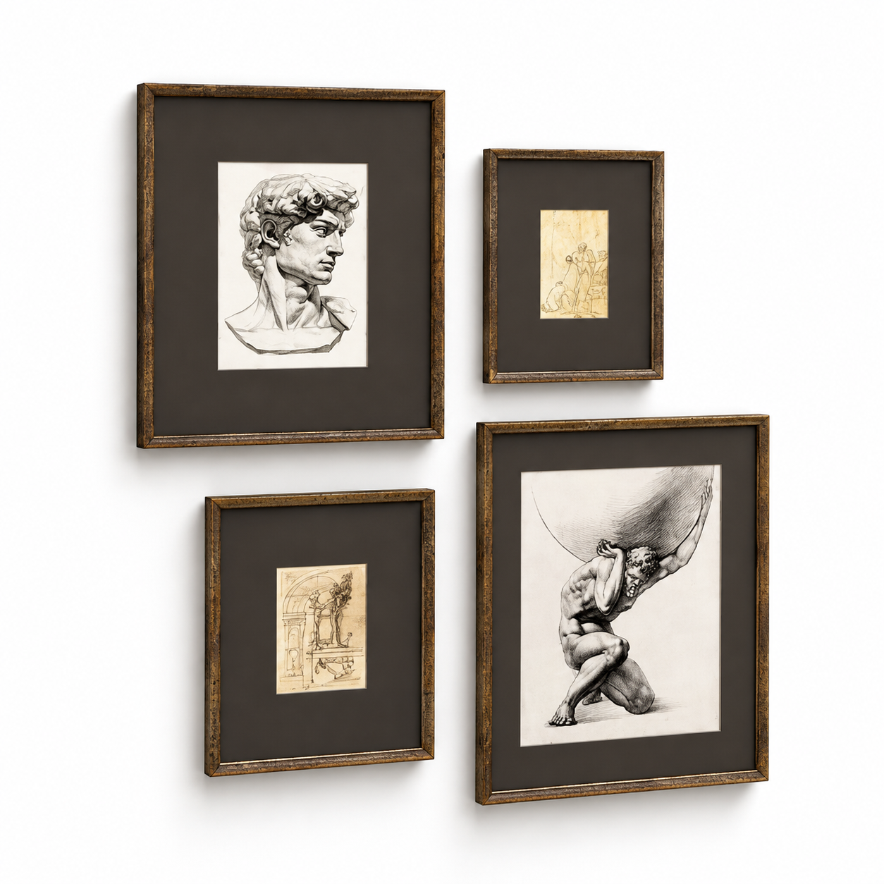 Antique Bronze Classical Sketch Frame Set 3D Model 1