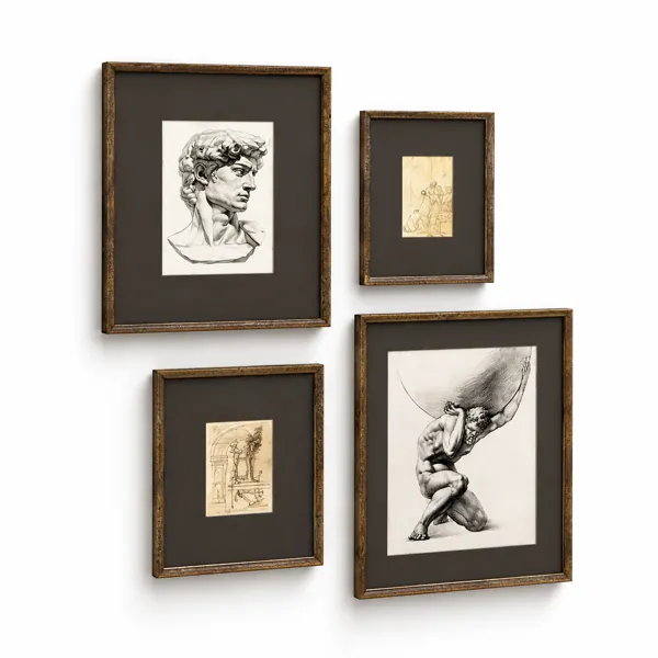 Antique Bronze Classical Sketch Frame Set 3D Model