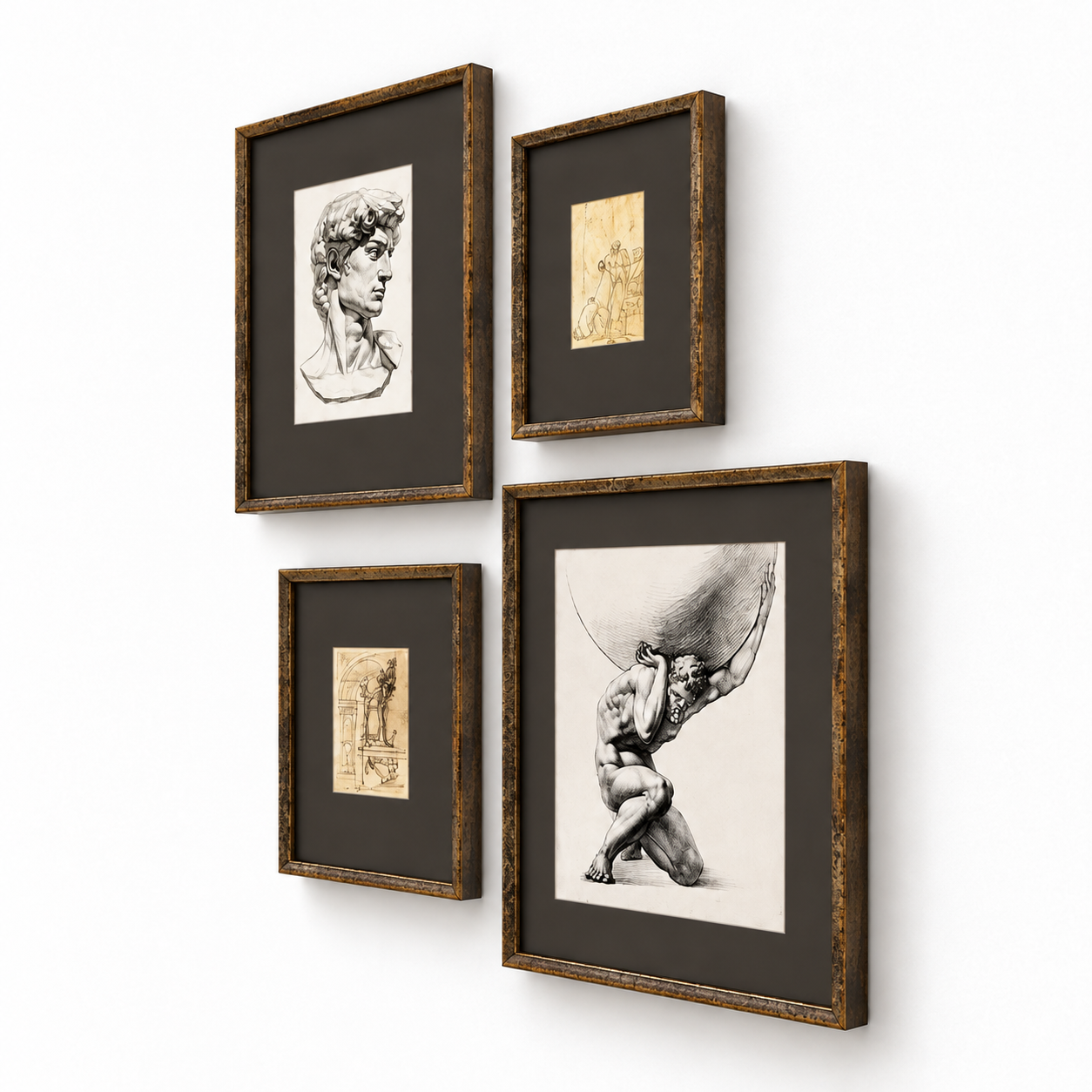 Antique Bronze Classical Sketch Frame Set 3D Model 3
