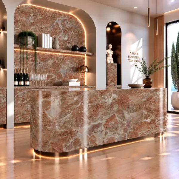 Terracotta Breccia Cream Vein Marble Texture back
