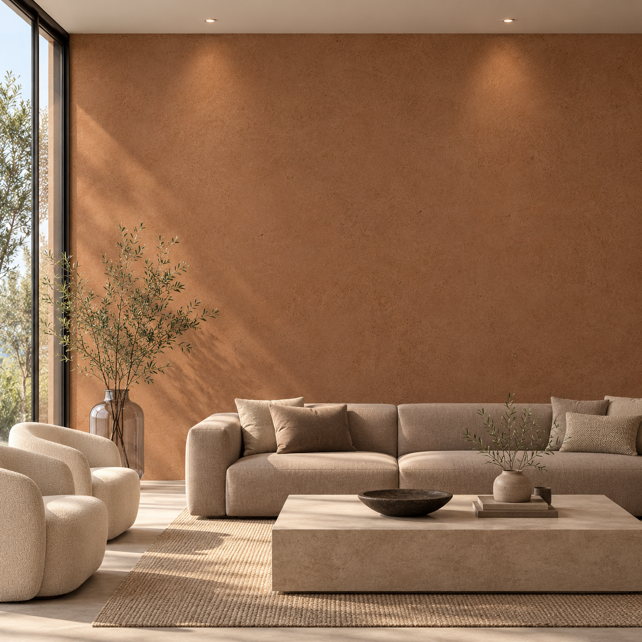 Warm Earth Brown Fine Grain Plaster Texture 2