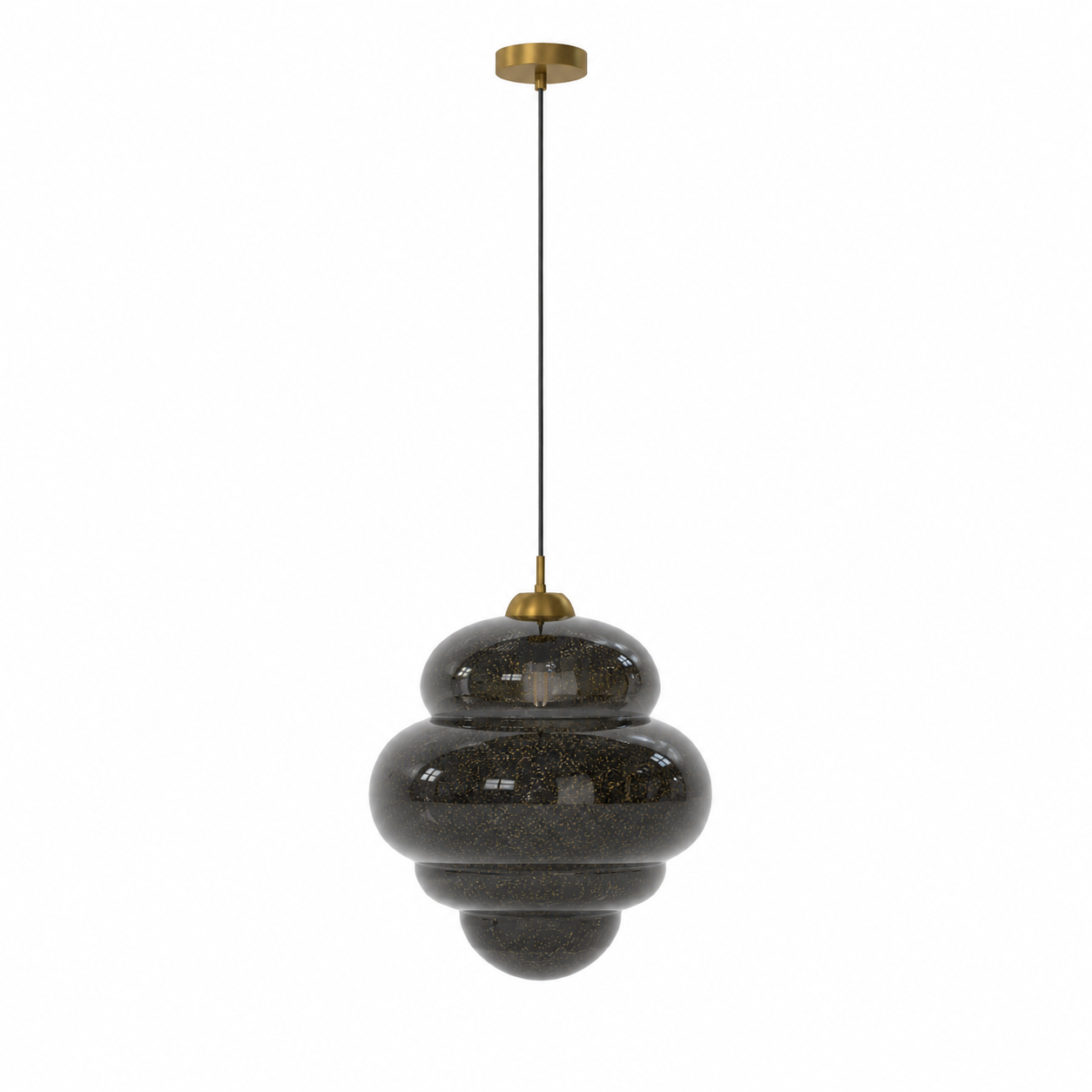 Smoked Glass Pendant Light – Tiered Amber Bubble Form 3D Model 3