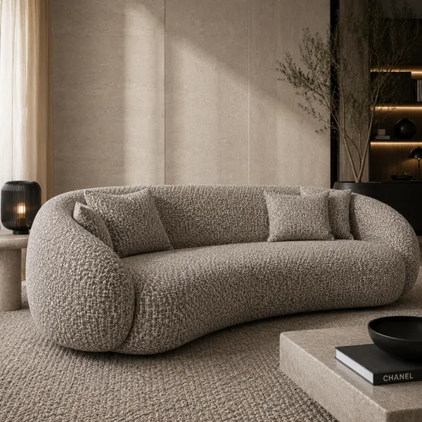 Chunky Basket Weave Warm Beige Fabric Texture back