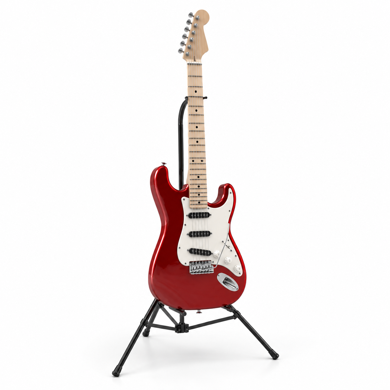 Modern Red Electric Guitar 3D Model 1