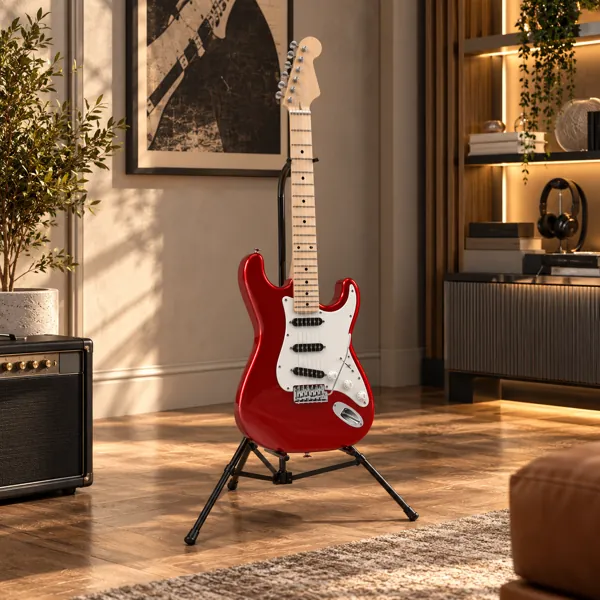Modern Red Electric Guitar 3D Model back