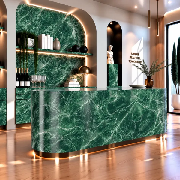 Deep Emerald Green White Vein Marble Texture back