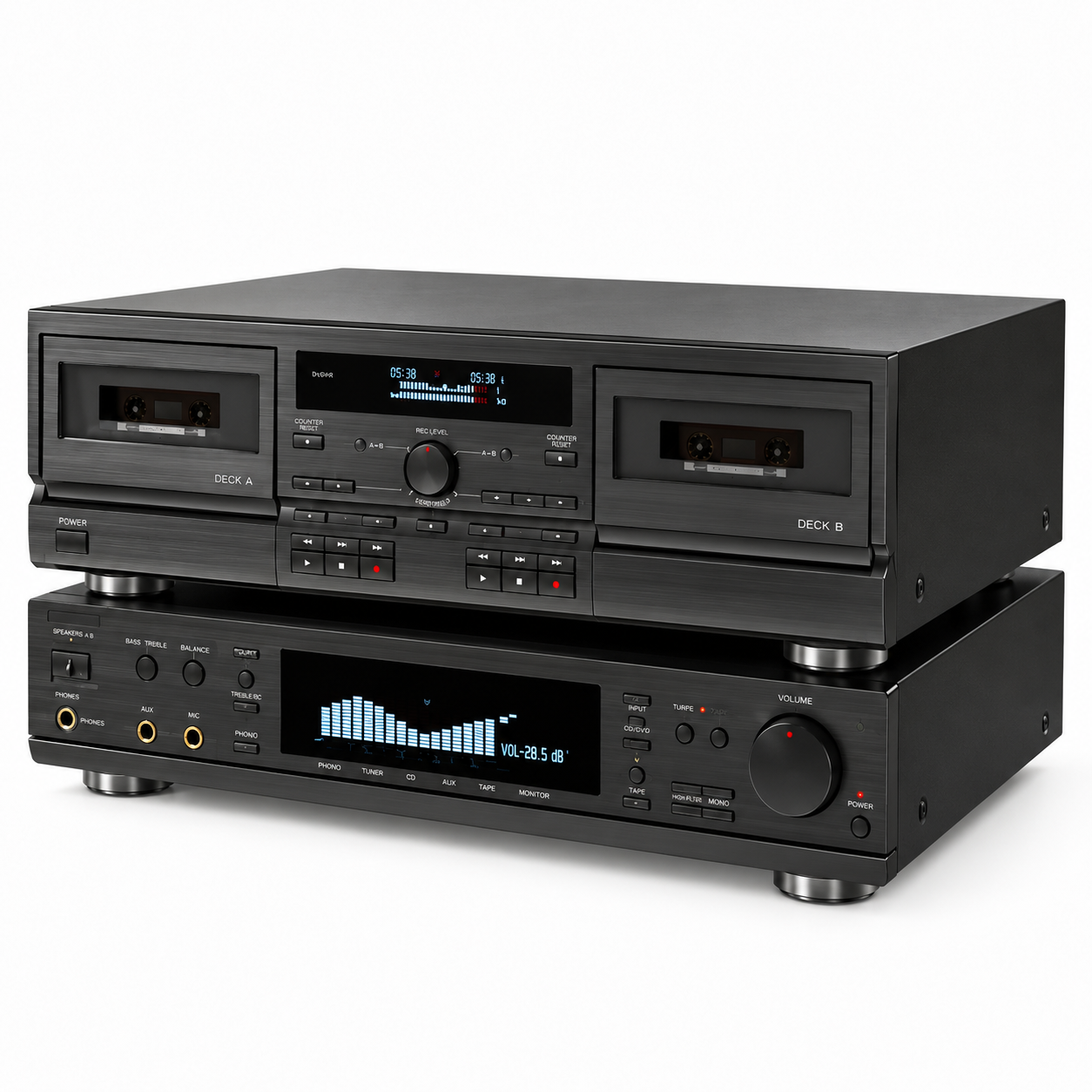 Dual Cassette Deck Stereo System 3D Model 4