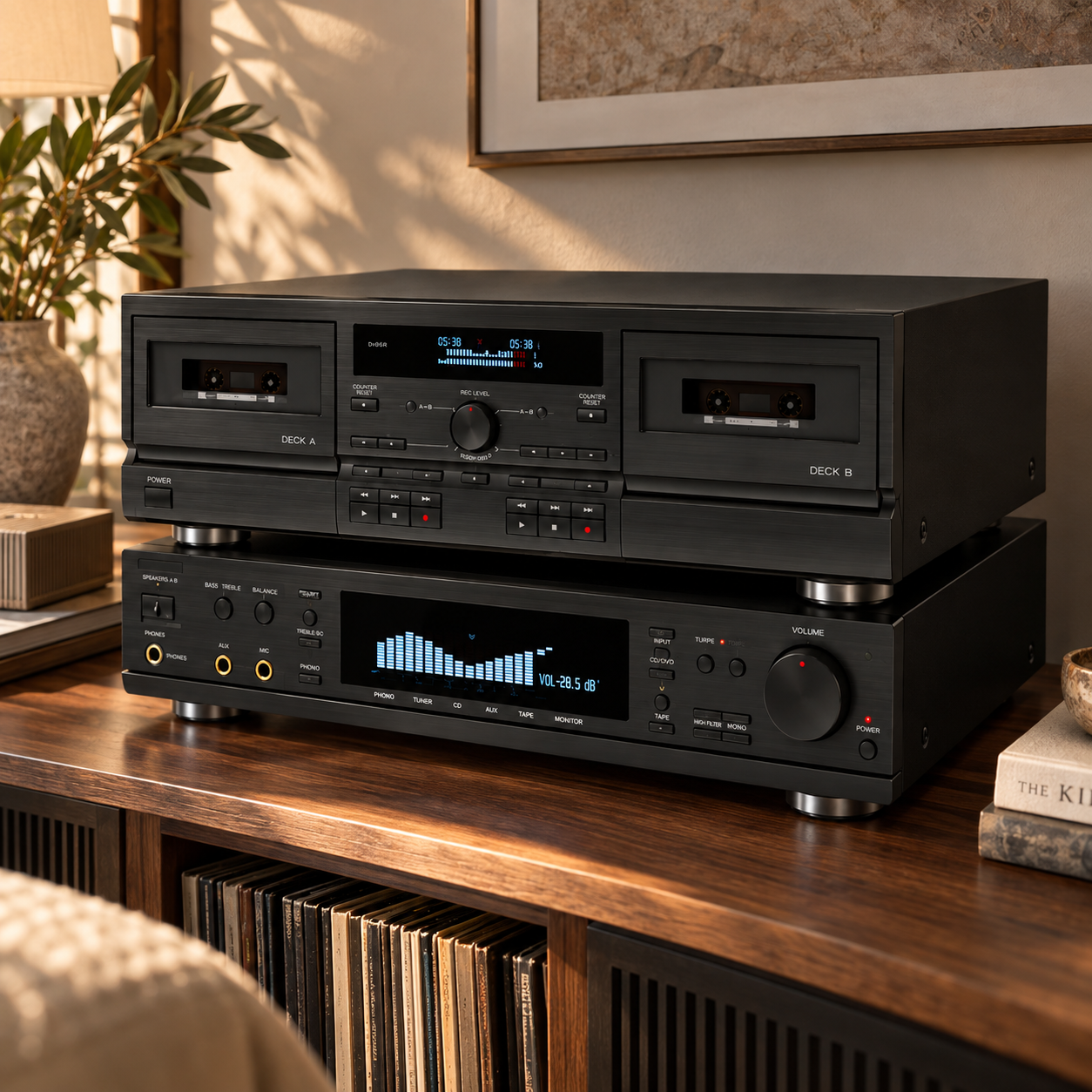 Dual Cassette Deck Stereo System 3D Model 3
