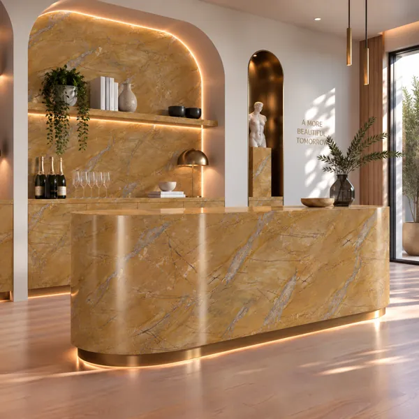 Golden Ochre Grey Vein Marble Texture back