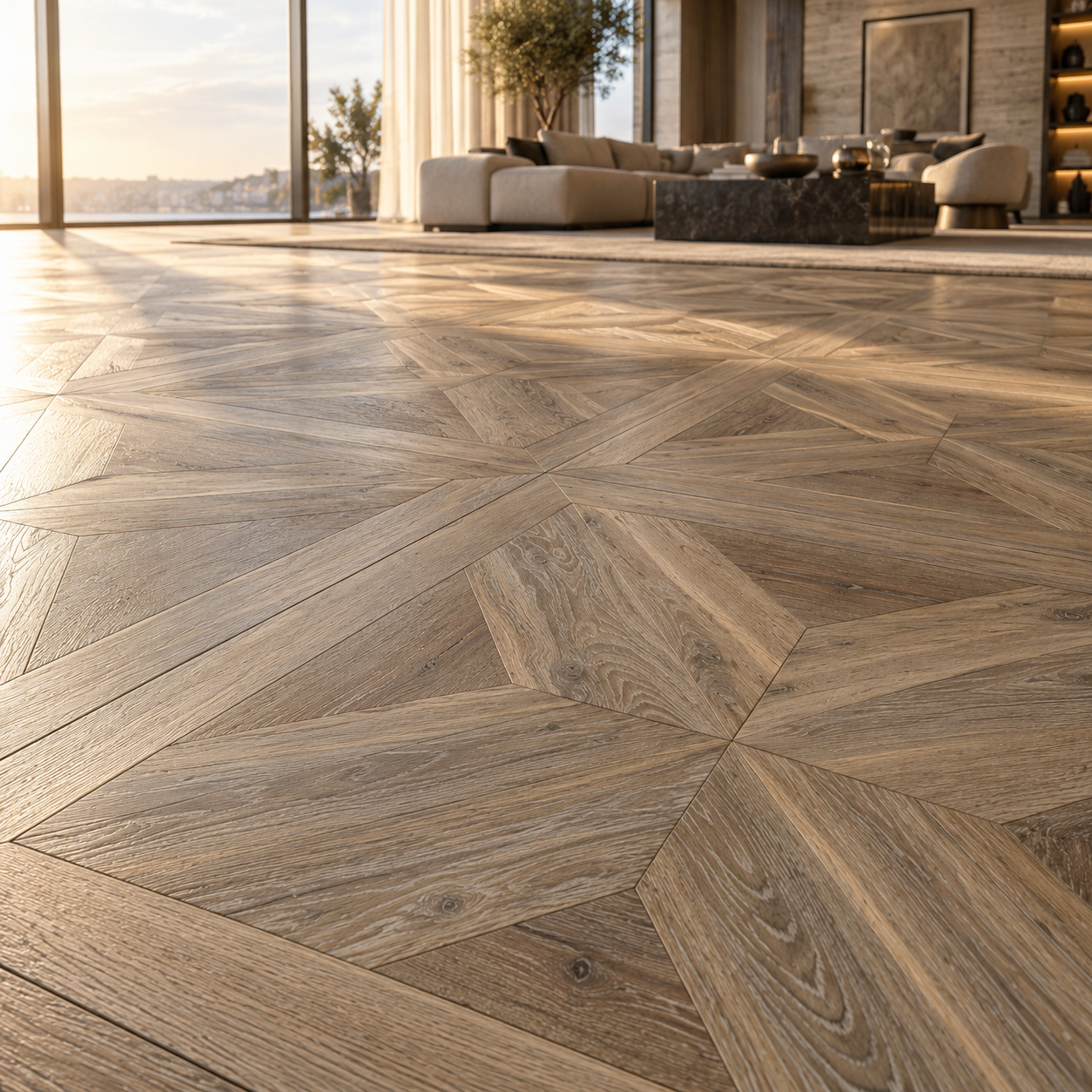 Weathered Geometric Oak Parquet Texture 2