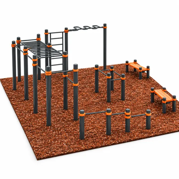 Orange Black Outdoor Calisthenics Park 3D Model