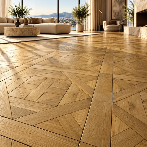 Golden Oak Geometric Panel Parquet Texture back
