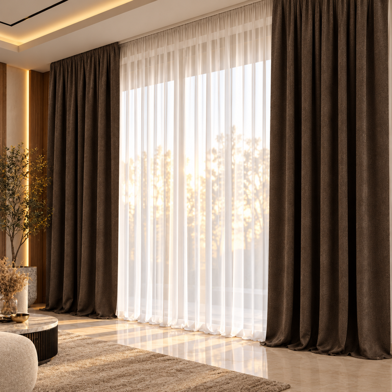 Modern Pleated Curtain Set 3D Model 4