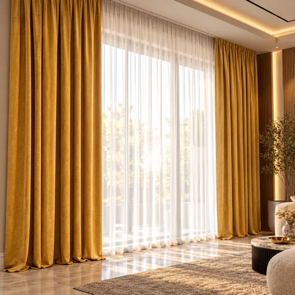 Modern Pleated Curtain Set 3D Model back