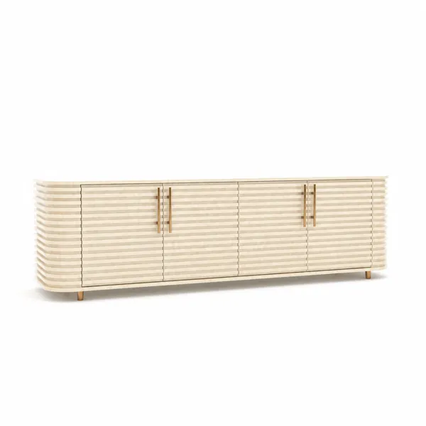 Beige Fluted Sideboard with Rounded Ends 3D Model