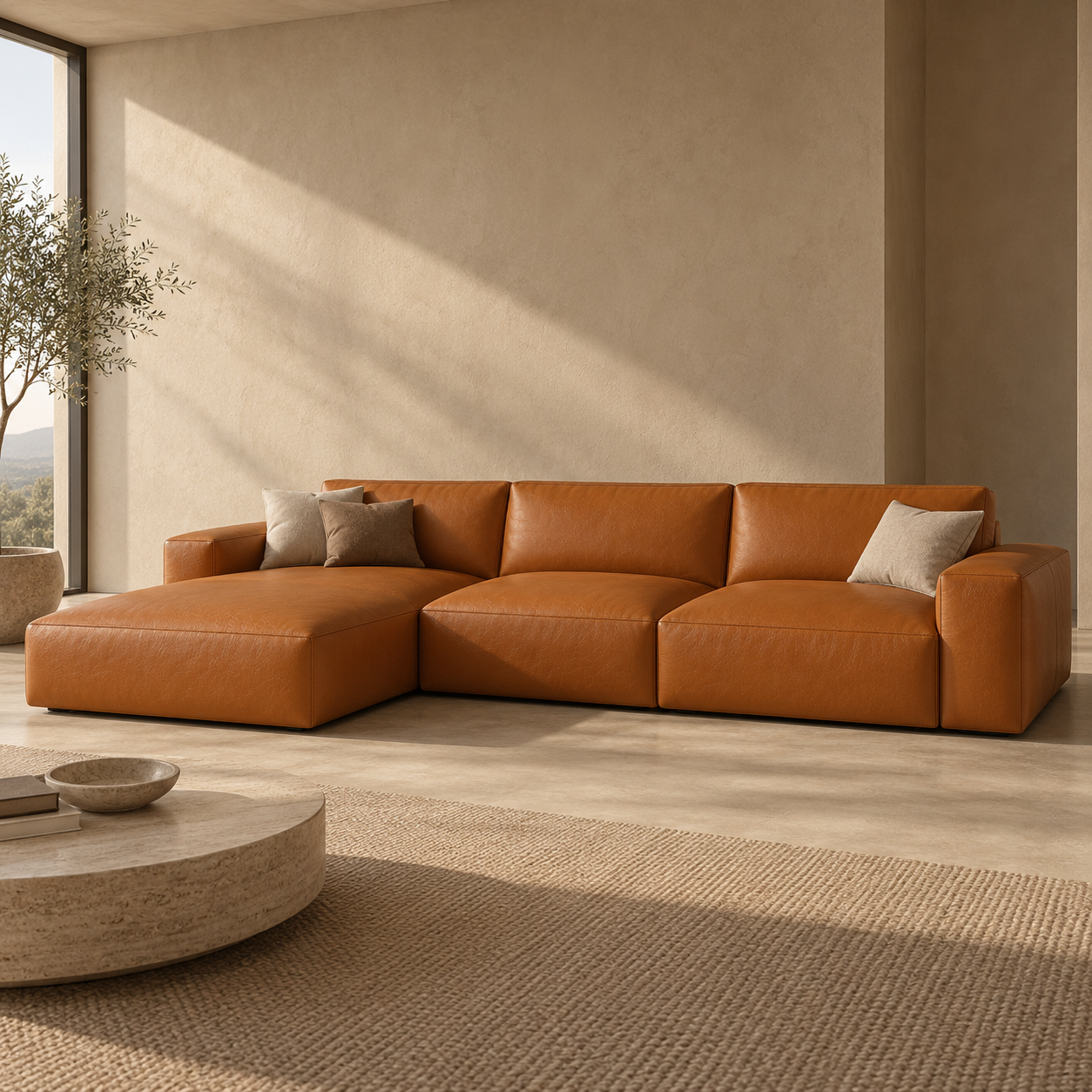 Warm Cognac Fine Grain Leather Texture 2