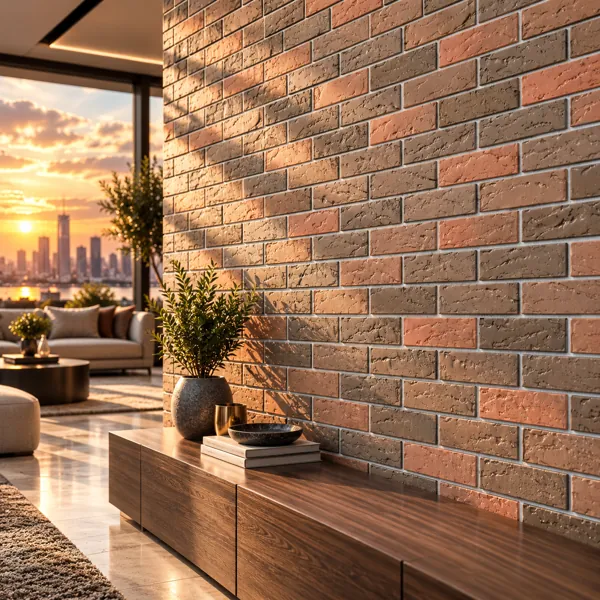 Warm Taupe Brown Rough Face Stone Brick Texture back