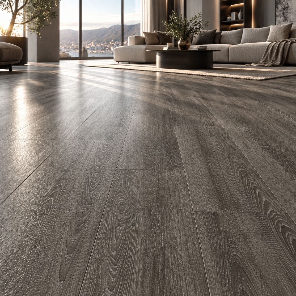 Charcoal Grey Deep Grain Parquet Texture 2