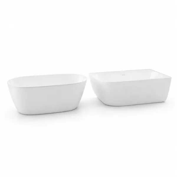 White Freestanding Bathtub Set – Soft Rounded Rectangular Form 3D Model