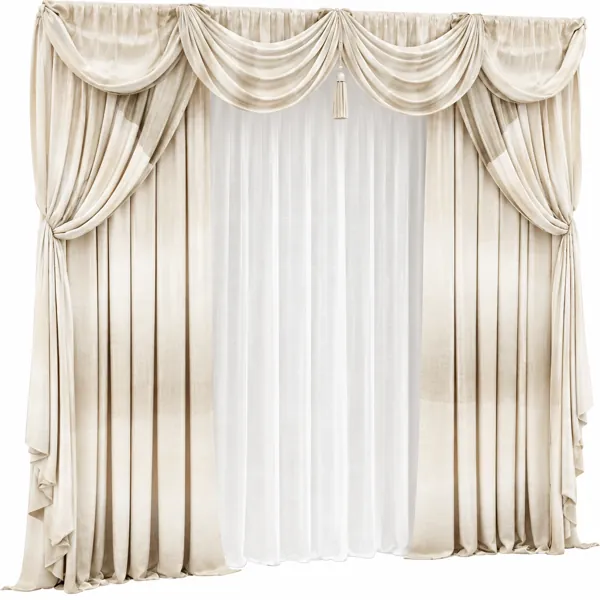 Cream Swag Valance Curtain 3D Model