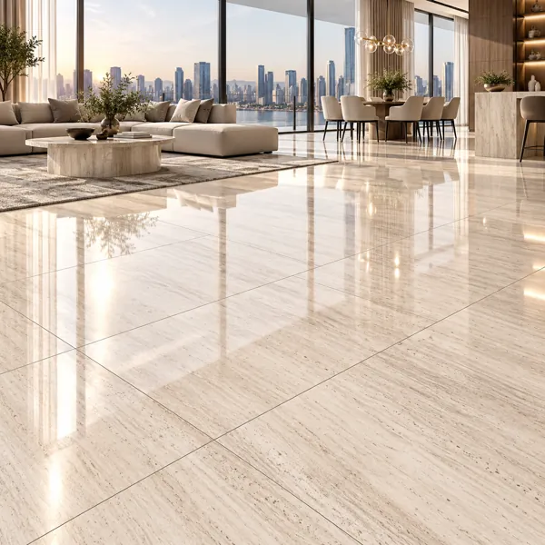 Ivory Beige Vertical Linear Grain Ceramic Texture back