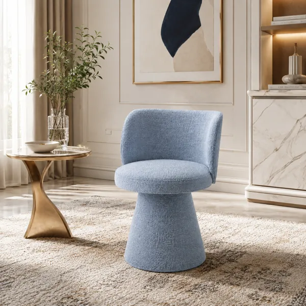 Light Blue Pedestal Chair – Curved Back 3D Model back