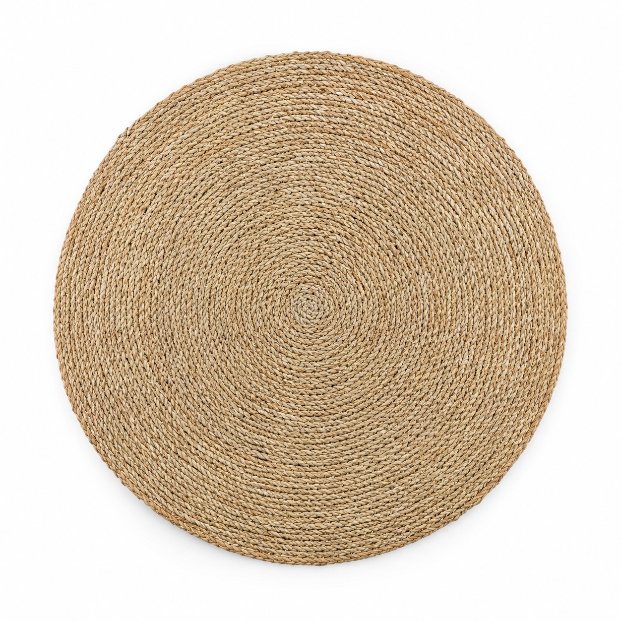 Round Warm Tan Rug – Concentric Braided Weave