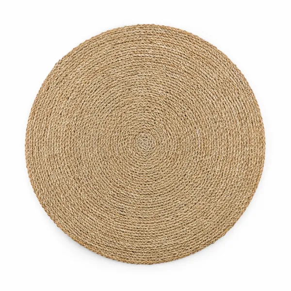 Round Warm Tan Rug – Concentric Braided Weave
