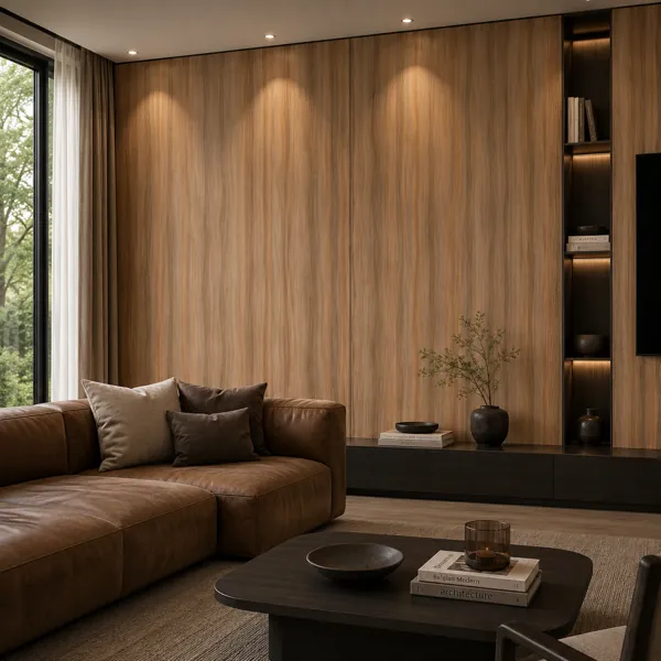 Warm Taupe Brown Wood Texture – Broad Vertical Ribbon Grain Texture back