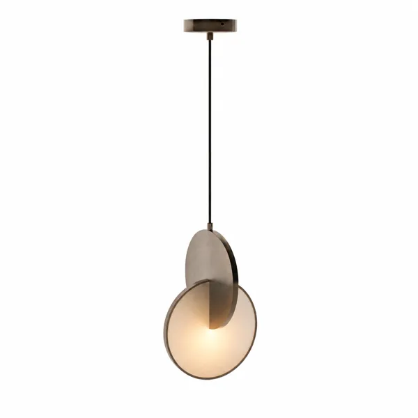 Modern Disc Pendant Light – Bronze & Warm Diffuser 3D Model